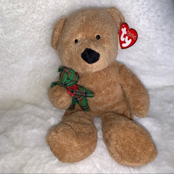 Beary Merry TY Pluffies Holiday Bear with Tag - Picture 1 of 9